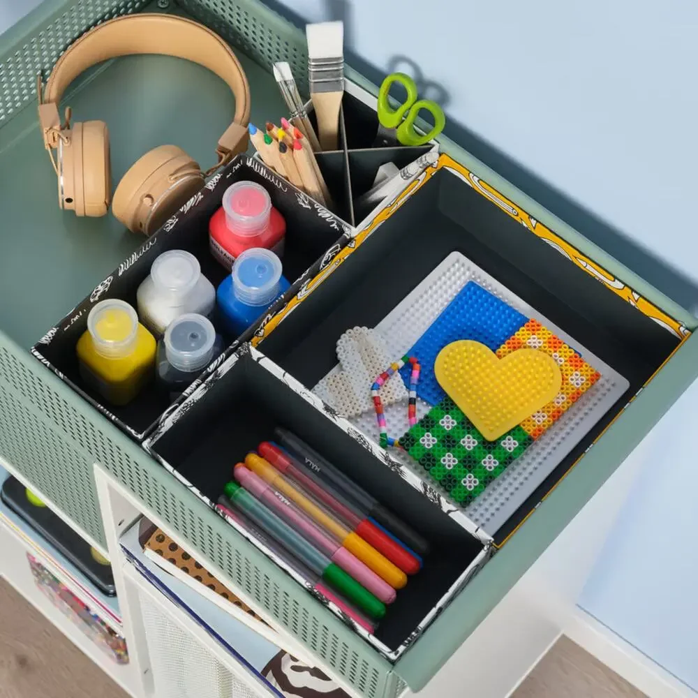 IKEA LYSMASK Box Set of 4 Patterned Multicolor Kids Storage-NEW